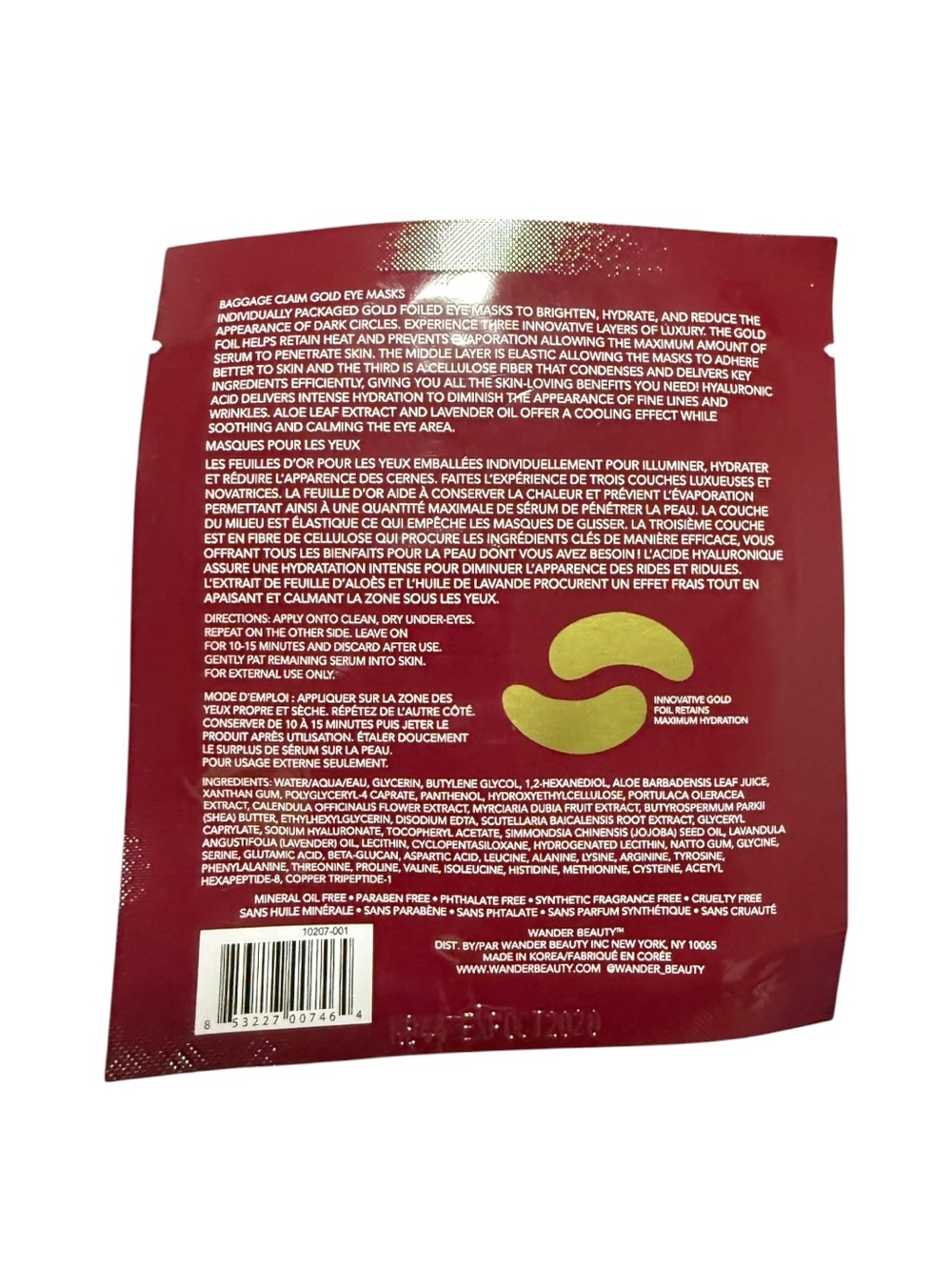 Wander Beauty Glowtion + Baggage Claim Gold Eye Masks - Picture 3 of 3